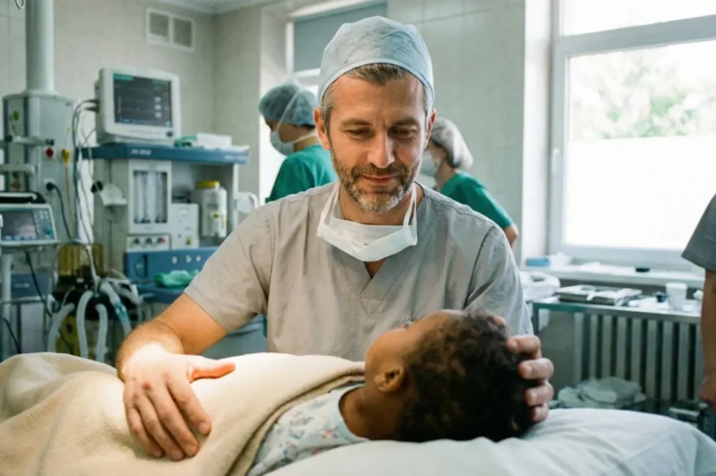 chirurgo con bambino